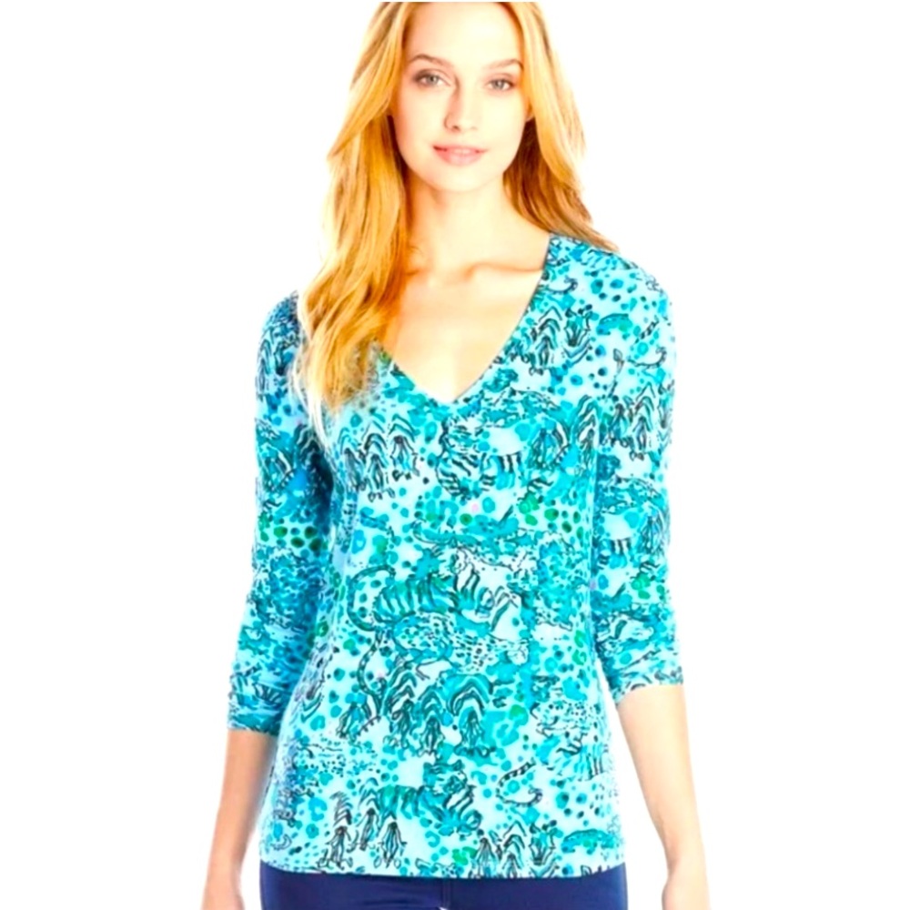 Lilly Pulitzer Escapades in Everglades Jodie Top Size Large EUC  Worn Once